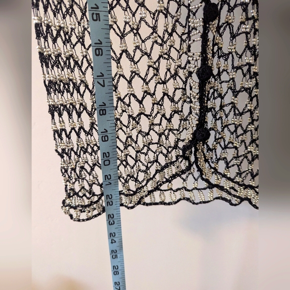 NWOT - Vest overlay - Black with silver beads - one size fits most - stretches - Picture 2 of 4